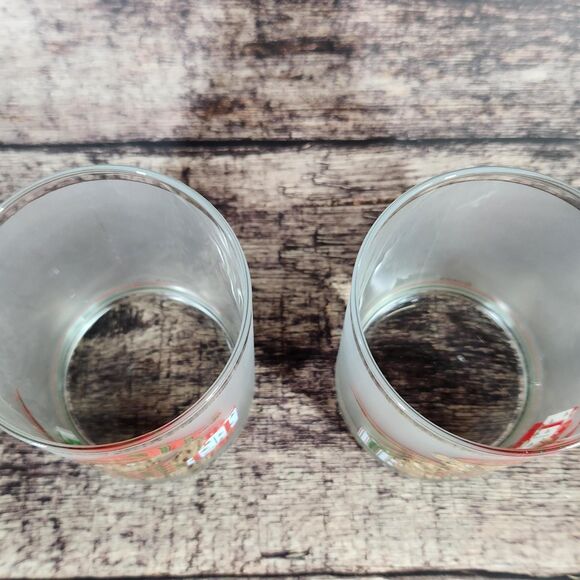 Culver Christmas Bear Whisky Glasses Set 2 Teddy 22K Gold Lowball Barware VTG - Picture 2 of 9